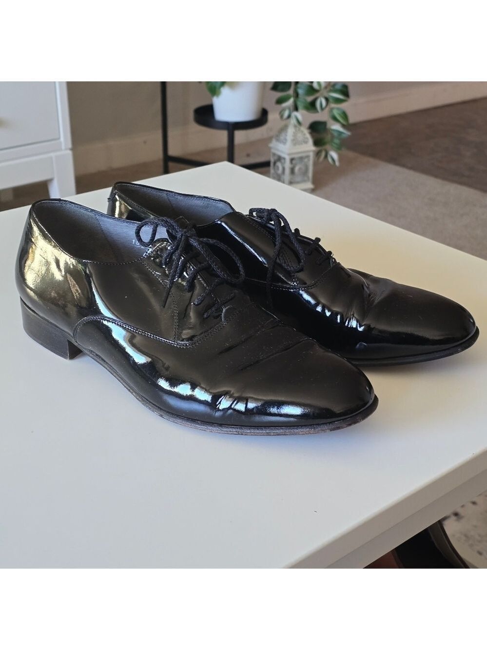 Vintage Ingledew's Ferrini glossy leather oxford lace-up shoes size 10